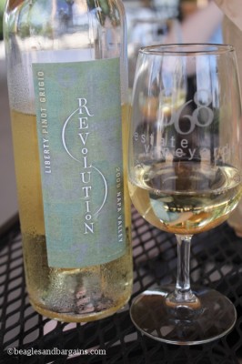 We enjoyed a chilled Pinot Grigio outside on the hot July day.