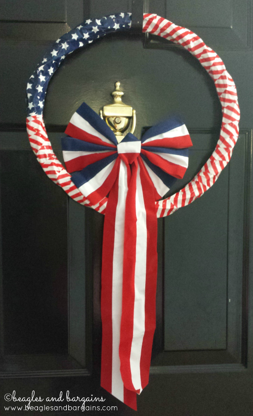 Wreath made from some patriotic duct tape.