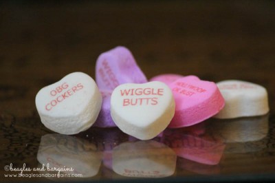 Wigglebutt candy hearts from Wigglebutts Go Hollywoof!