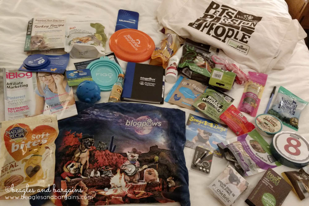 SWAG from amazing sponsors at BlogPaws Conference 2016.