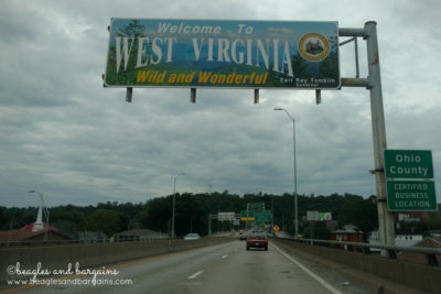 West Virginia state sign with the Road Trippin Beagle!