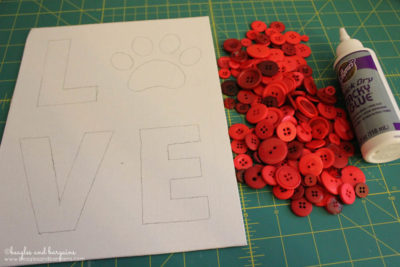 DIY Pet Inspired Button Art - Step 3 - Spread out your assorted buttons before gluing
